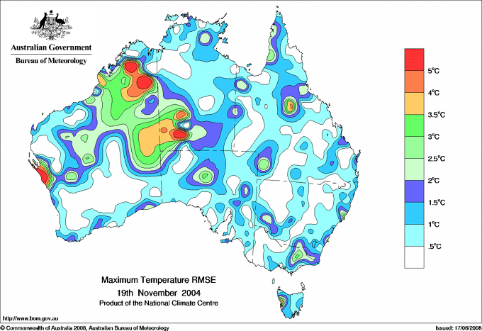Daily maximum temperature - Error estimate analysis