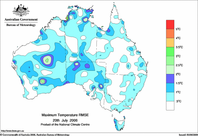 Daily maximum temperature - Error estimate analysis