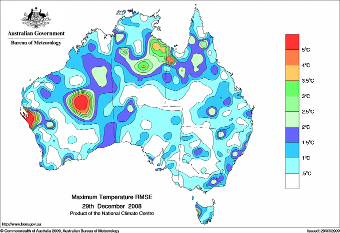 Daily maximum temperature - Error estimate analysis