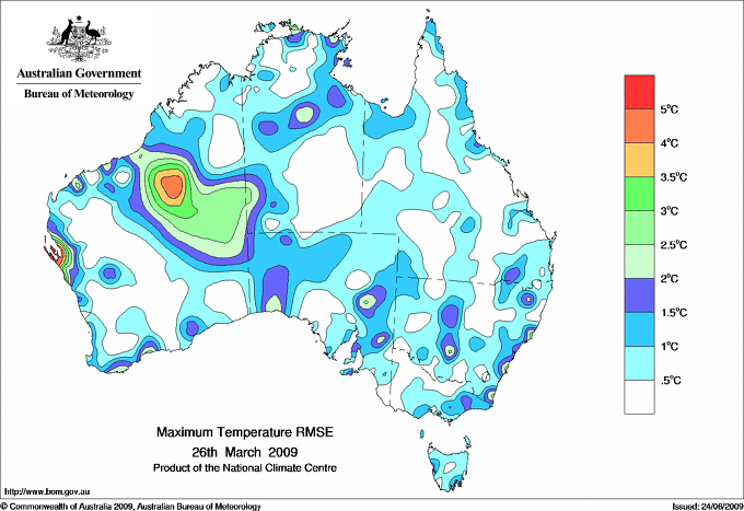 Daily maximum temperature - Error estimate analysis