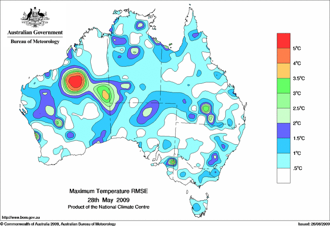 Daily maximum temperature - Error estimate analysis