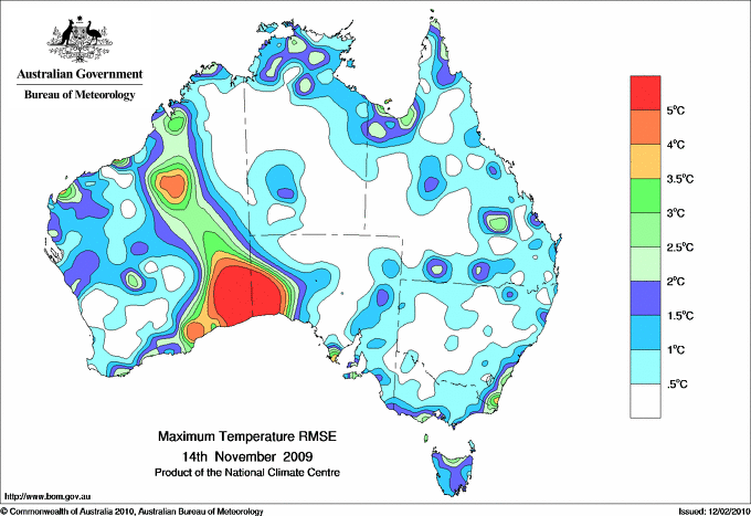 Daily maximum temperature - Error estimate analysis