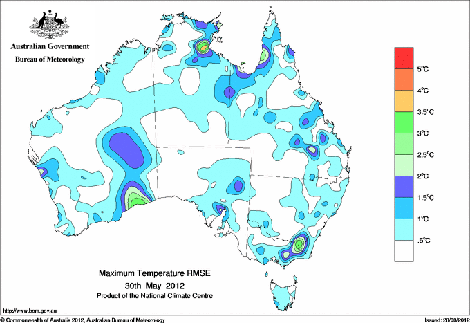 Daily maximum temperature - Error estimate analysis