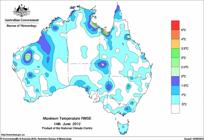 Daily maximum temperature - Error estimate analysis