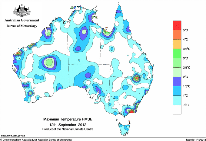 Daily maximum temperature - Error estimate analysis