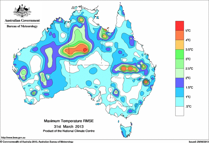 Daily maximum temperature - Error estimate analysis