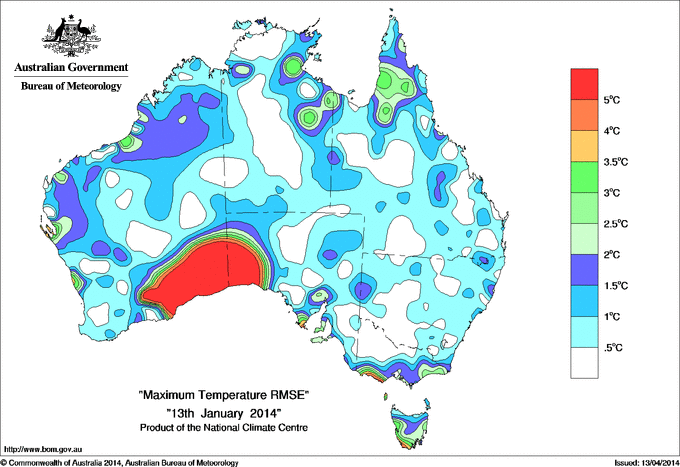 Daily maximum temperature - Error estimate analysis