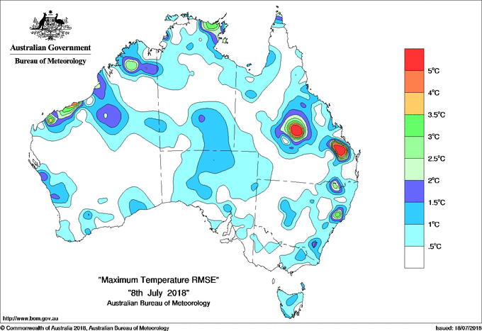 Daily maximum temperature - Error estimate analysis