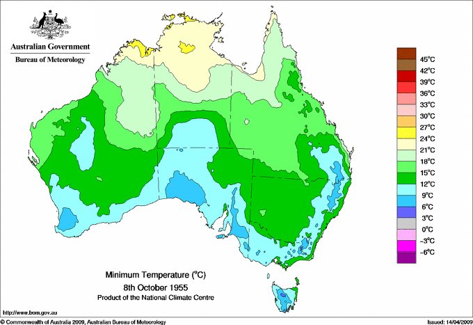Daily minimum temperature for Australia
