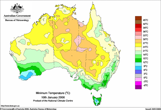 Daily minimum temperature for Australia