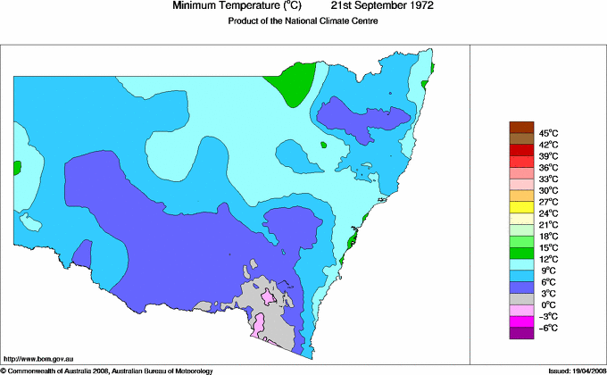 Daily minimum temperature for New South Wales/ACT