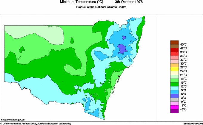 Daily minimum temperature for New South Wales/ACT