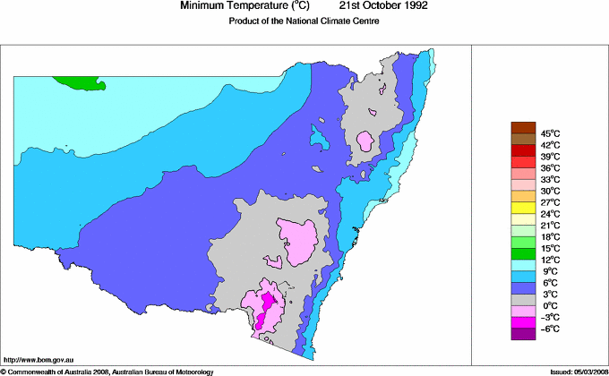 Daily minimum temperature for New South Wales/ACT