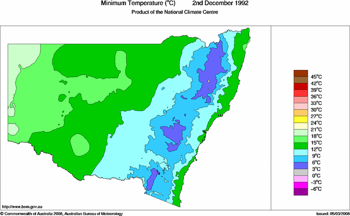 Daily minimum temperature for New South Wales/ACT
