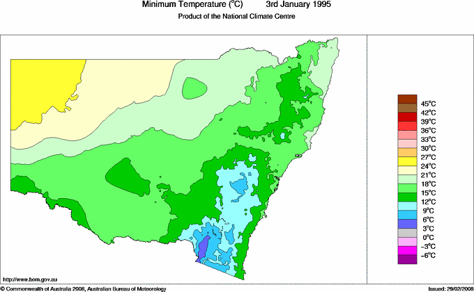 Daily minimum temperature for New South Wales/ACT