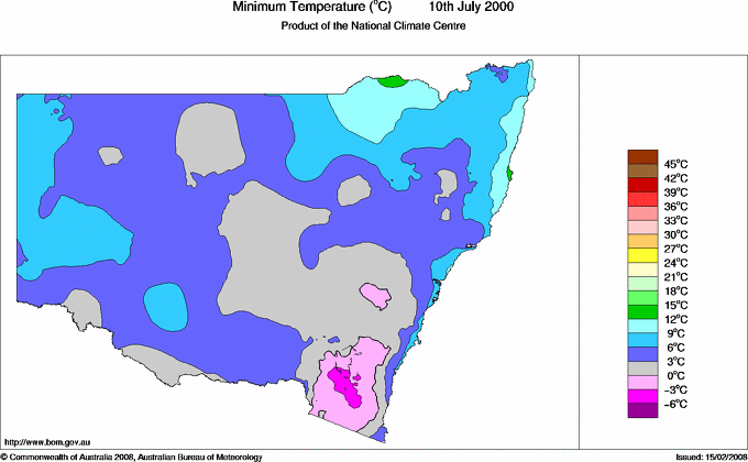 Daily minimum temperature for New South Wales/ACT