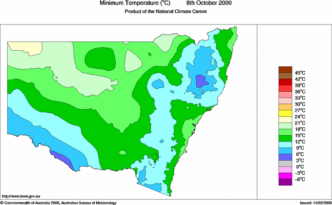 Daily minimum temperature for New South Wales/ACT