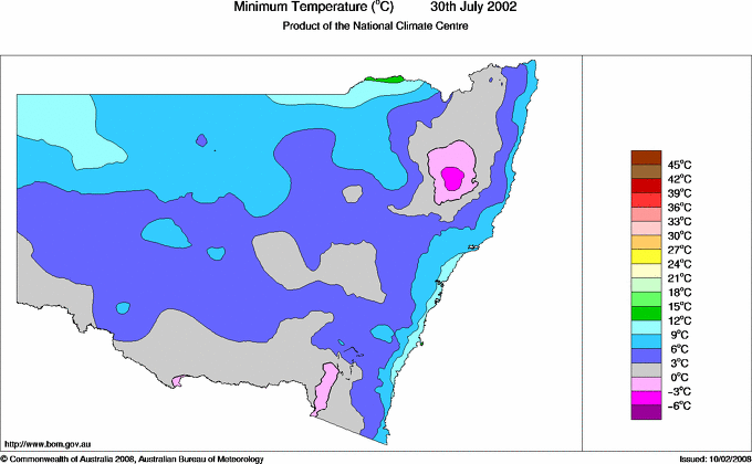 Daily minimum temperature for New South Wales/ACT