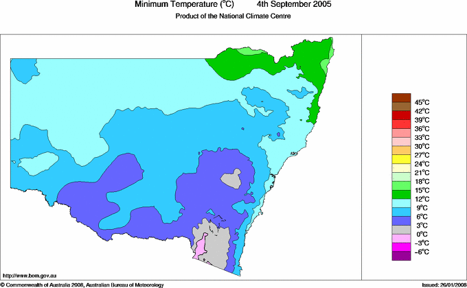 Daily minimum temperature for New South Wales/ACT