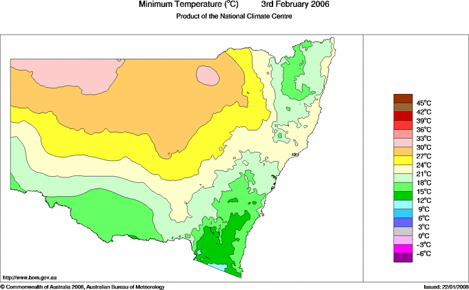 Daily minimum temperature for New South Wales/ACT