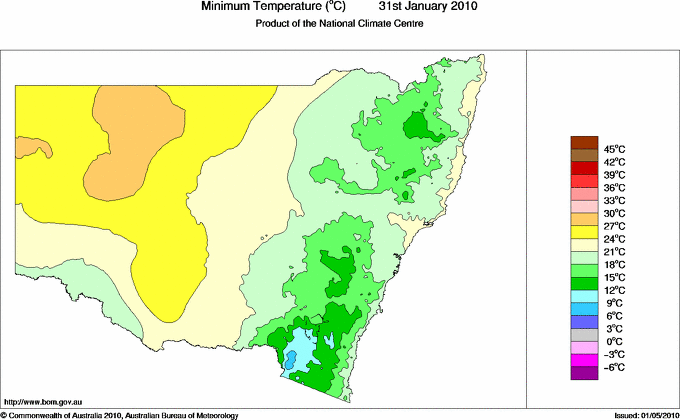 Daily minimum temperature for New South Wales/ACT