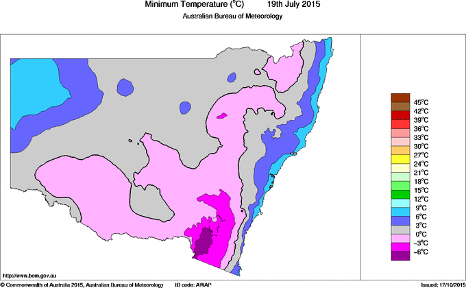 Daily minimum temperature for New South Wales/ACT