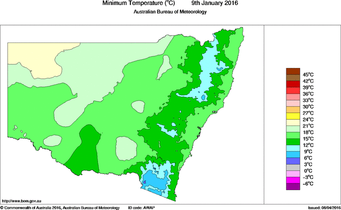 Daily minimum temperature for New South Wales/ACT