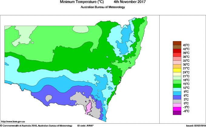 Daily minimum temperature for New South Wales/ACT