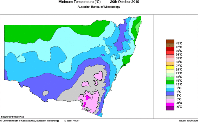 Daily minimum temperature for New South Wales/ACT