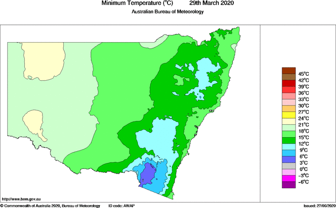 Daily minimum temperature for New South Wales/ACT
