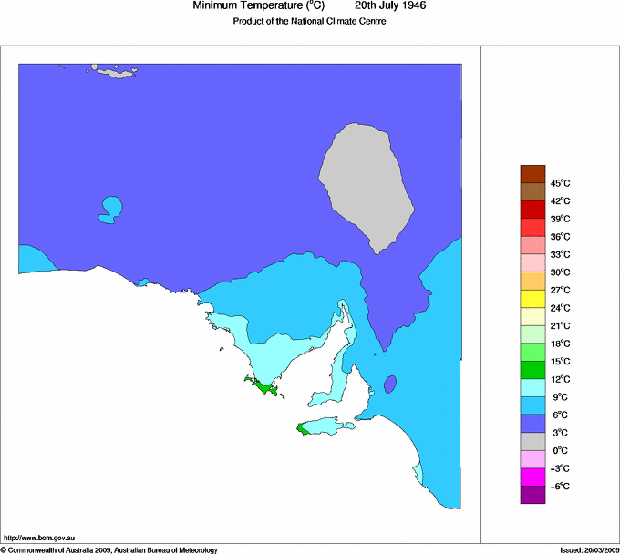 Daily minimum temperature for South Australia