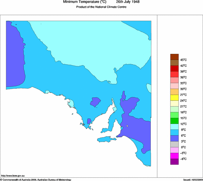 Daily minimum temperature for South Australia