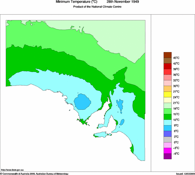 Daily minimum temperature for South Australia