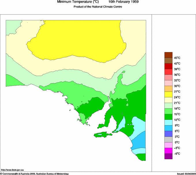 Daily minimum temperature for South Australia