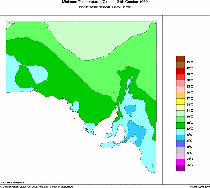 Daily minimum temperature for South Australia