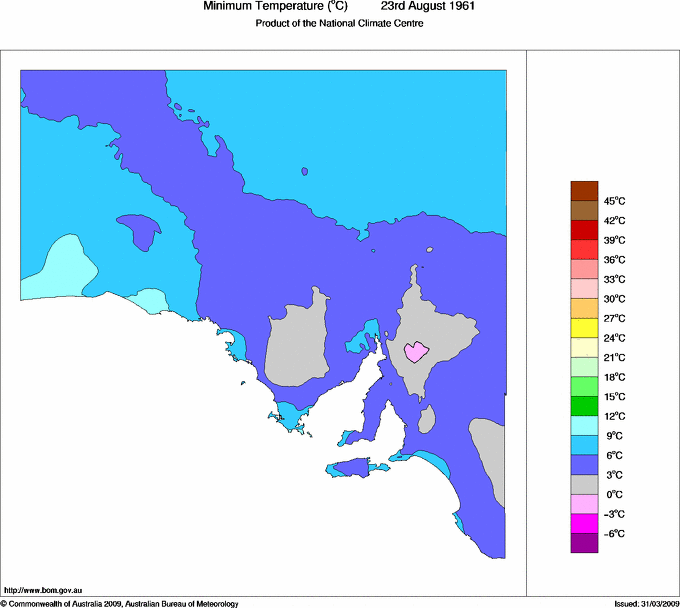 Daily minimum temperature for South Australia