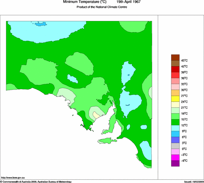 Daily minimum temperature for South Australia