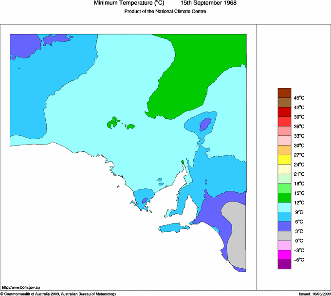 Daily minimum temperature for South Australia