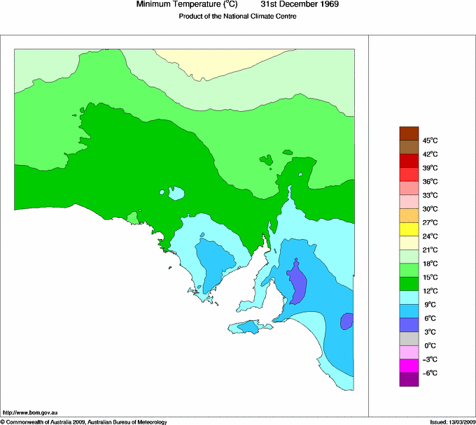 Daily minimum temperature for South Australia