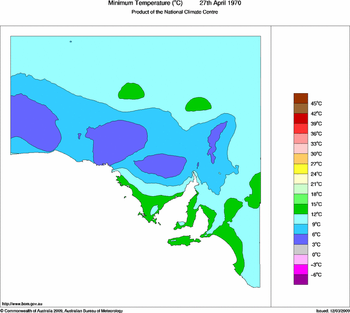 Daily minimum temperature for South Australia