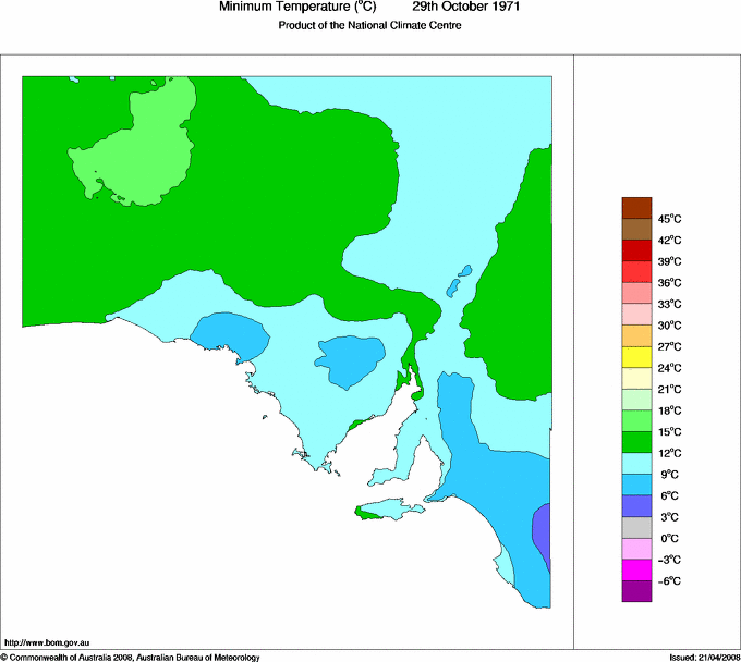 Daily minimum temperature for South Australia