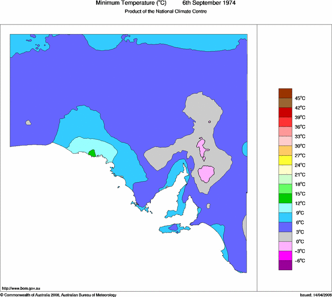 Daily minimum temperature for South Australia