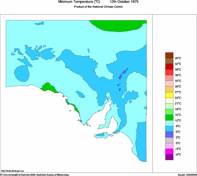 Daily minimum temperature for South Australia