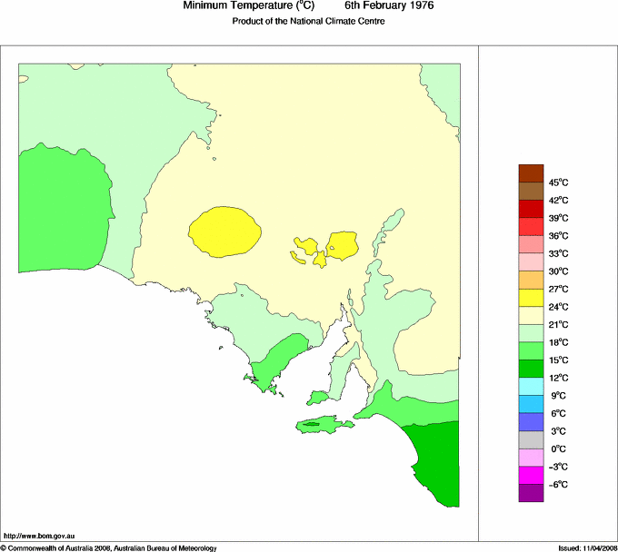 Daily minimum temperature for South Australia