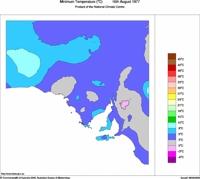 Daily minimum temperature for South Australia