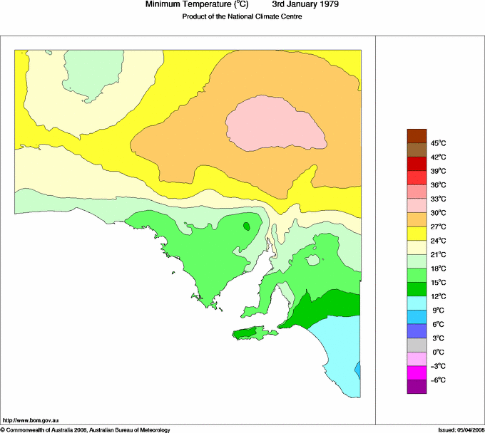 Daily minimum temperature for South Australia