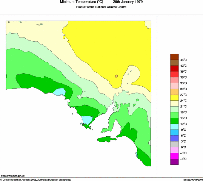 Daily minimum temperature for South Australia