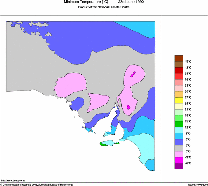 Daily minimum temperature for South Australia