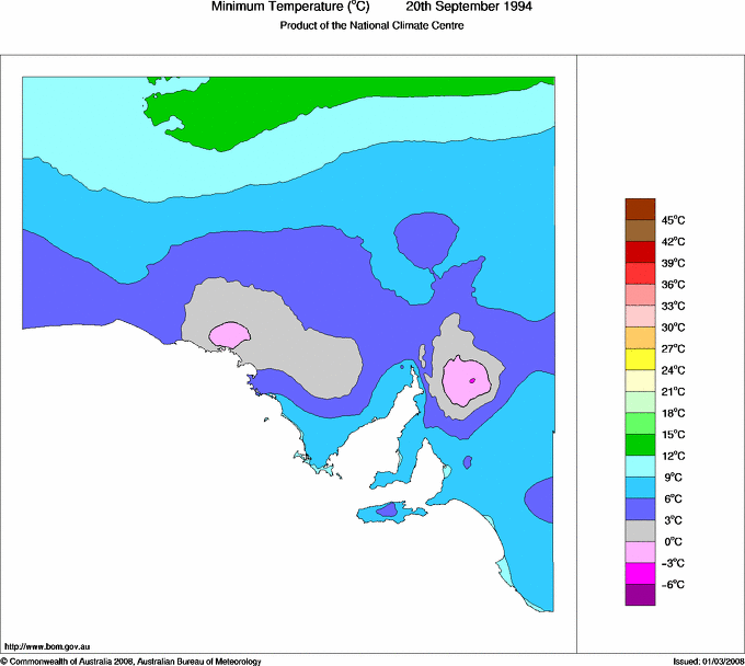 Daily minimum temperature for South Australia