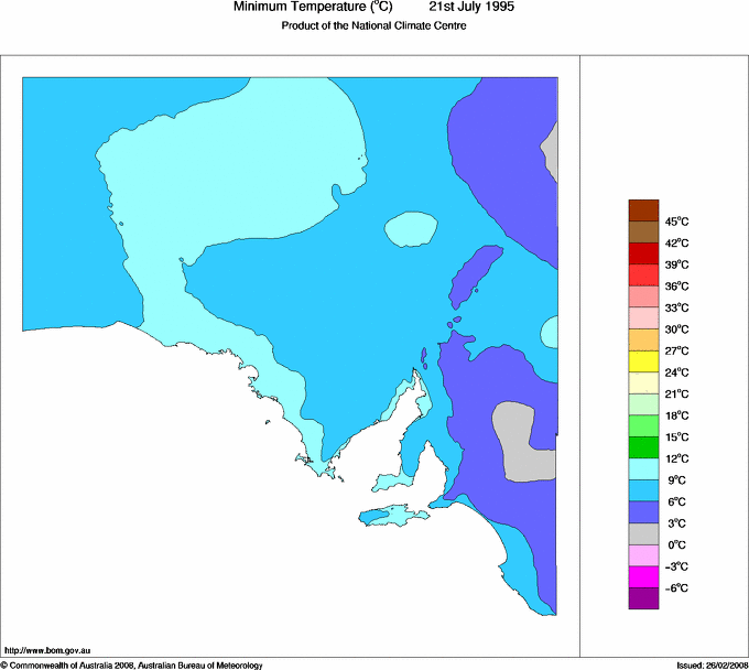 Daily minimum temperature for South Australia
